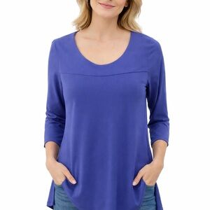 Royal Blue Keyhole Back Tunic Top | 3/4 Sleeve | Flowy Fit